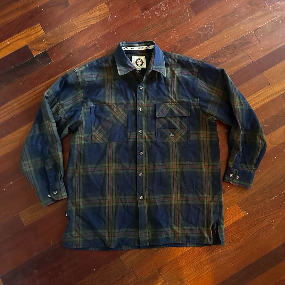 First Down Plaid Button Down Shirt Medium - image 1